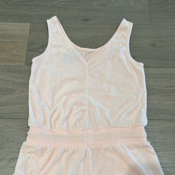 NIKE Girls Heritage Pink Peach Terry Tank Top Romper Shorts Size Large - Picture 10 of 14